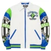 Pelle Pelle MB Classic Soda Club American White And Royal Leather Bomber Jacket front view