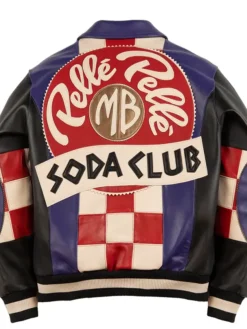 Pelle Pelle MB Soda Club Checkered Purple And Black Leather Bomber Jacket back view