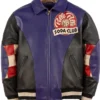 Pelle Pelle MB Soda Club Purple And Black Checkered Leather Bomber Jacket front view