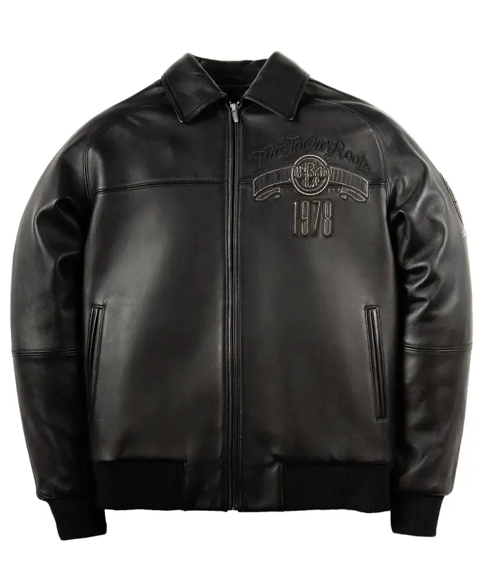 Pelle Pelle True To Our Roots Black Leather Bomber Jacket