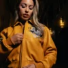 Pelle Pelle Unrivaled Anniversary Womens Cropped Yellow Leather Jacket For Women