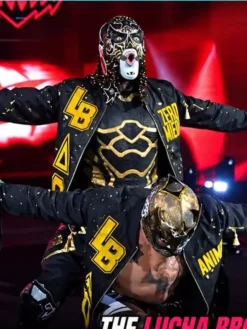 Pénta and Rey Fénix Lucha Bros Black Bomber Jacket