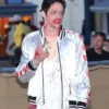 Pete Davidson Tommy Karate Thomas Pitera Halloween White Satin Bomber Jacket front view