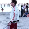 Pete Davidson Tommy Karate Thomas Pitera Halloween White Satin Bomber Jacket side view