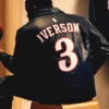 Philadelphia 76ers The King and The Answer Iverson 3 Sixers Black Leather Jacket back view