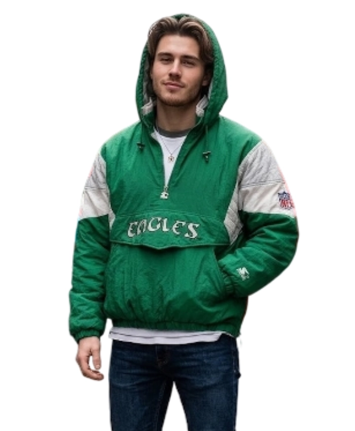 Philadelphia Eagles 80’s green anorak hooded jacket