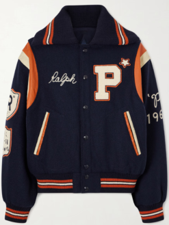 Polo Ralph Lauren Embroidered Appliquéd Wool-Blend Twill Bomber Varsity Jacket