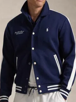 Polo Ralph Lauren US Open Crest Double-Knit Blue Jacket Mens