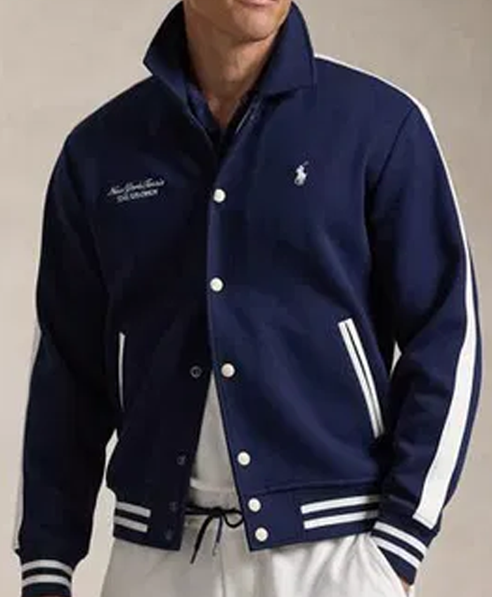 Polo Ralph Lauren US Open Crest Double-Knit Blue Jacket Mens