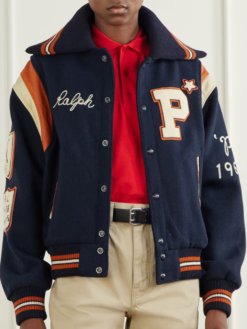Polo Ralph Lauren Wool Twill Bomber Varsity Jacket For Sale