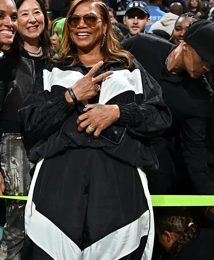 Queen Latifah WNBA Season 30 ATL vs. NYL Black And White Polyester Tracksuit front view