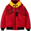 RADIO EVA x AVIREX Classic Flight Detachable Hood Red Polyester MA-1 Bomber Jacket front view
