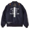RADIO EVA x AVIREX Classic Flight Navy Blue MA-1 Polyester Bomber Jacket back view