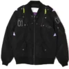 RADIO EVA x AVIREX Classic Flight Polyester Black MA-1 Bomber Jacket front view