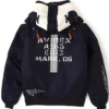 RADIO EVA x AVIREX Classic Flight Polyester Detachable Hood Navy Blue MA-1 Bomber Jacket back view