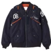 RADIO EVA x AVIREX Classic Flight Polyester Navy Blue MA-1 Bomber Jacket front view