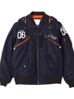 RADIO EVA x AVIREX Classic Flight Polyester Navy Blue MA-1 Bomber Jacket front view