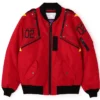 RADIO EVA x AVIREX Classic Flight Polyester Red MA-1 Bomber Jacket front view