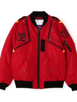 RADIO EVA x AVIREX Classic Flight Polyester Red MA-1 Bomber Jacket front view