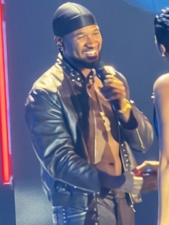 RB Tour Performance Usher Black Leather Jacket For Sale