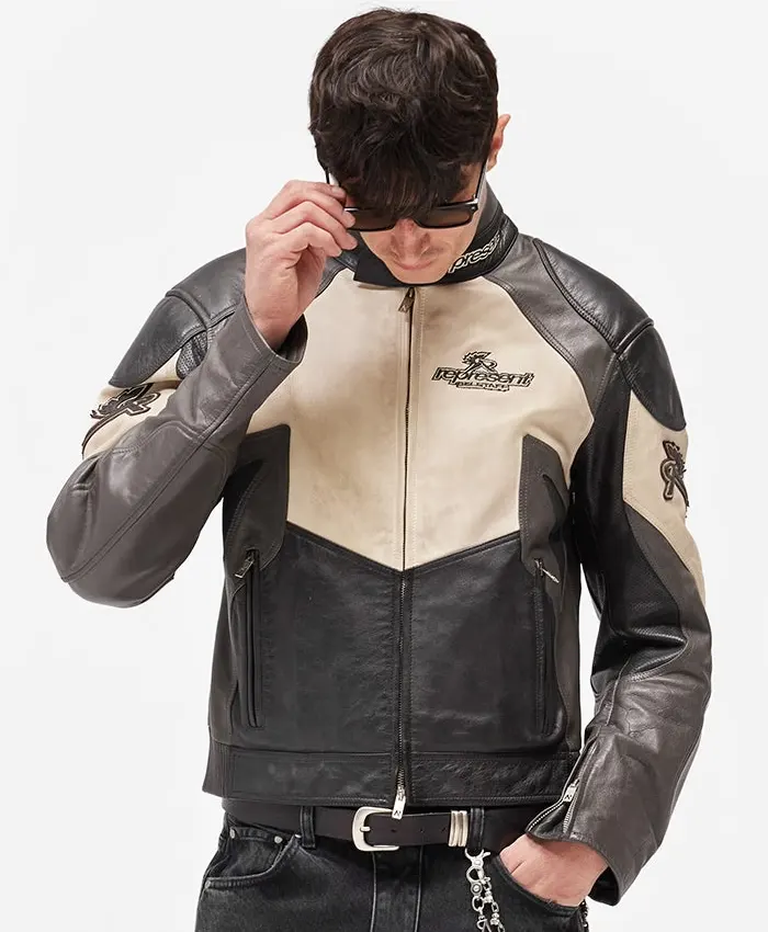 Represent X Belstaff Leather Race Motorcycle Jacket For Men