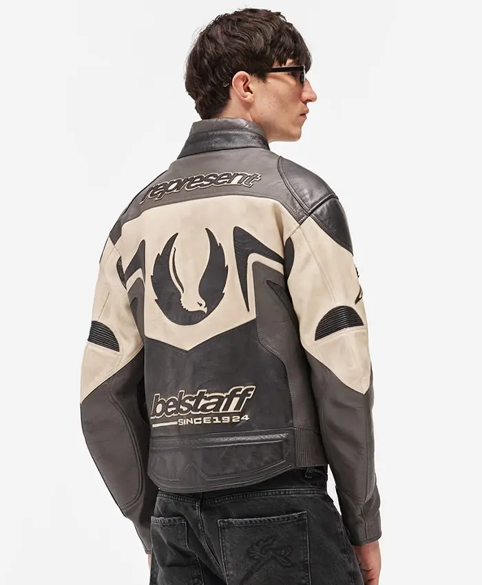 Represent X Belstaff Leather Racing Jacket Back