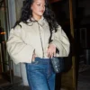 Rihanna-Leaving-Siena-Restaurant-Paris-2026-Beige-Cotton-Jacket