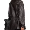 Rihanna The Frankie Shop Carnaby Leather Jacket Burgundy
