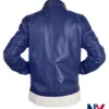 Riz Ahmed TV-Series Bait Season 01 Shah Latif Blue Varsity Leather Jacket back view