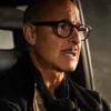 Roger Movie Masterplan 2026 Stanley Tucci Black Polyester Jacket Side View