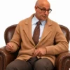 Roger Movie Masterplan 2026 Stanley Tucci Brown Knitted Cardigan Jacket