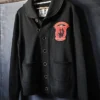 Roots of Fight Miles Davis & John Coltrane Black Workwear Wool Jacket front view