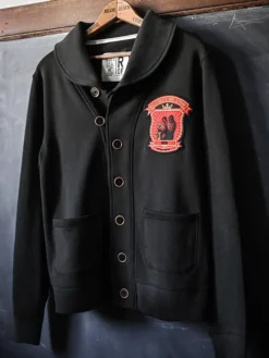 Roots of Fight Miles Davis & John Coltrane Black Workwear Wool Jacket front view