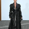 Rosie Huntington-whiteley Burberry Fashion Show Belted Black Leather Trench Coat