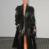 Rosie Huntington-whiteley Burberry Fashion Show Black Leather Long Coat