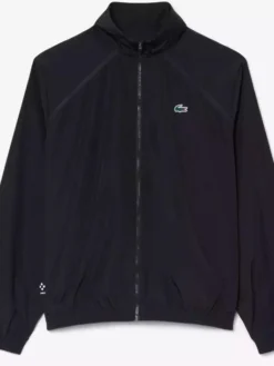 Russian Tennis Player Daniil Medvedev Lacoste Polyester Black Track Jacket front view
