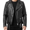 Rustline-Asymmetrical-Zip-Black-Leather-Biker-Jacket-For-Mens