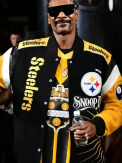 SNF NFL Cowboys vs. Steelers Gameday Snoop Dogg Steelers Varsity Jacket front view