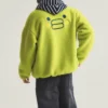 SPAO Tamagotchi Lime-Green Fleece Sherpa Track Zip-Up Jacket back view