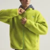 SPAO Tamagotchi Lime-Green Fleece Sherpa Zip-Up Track Jacket front view