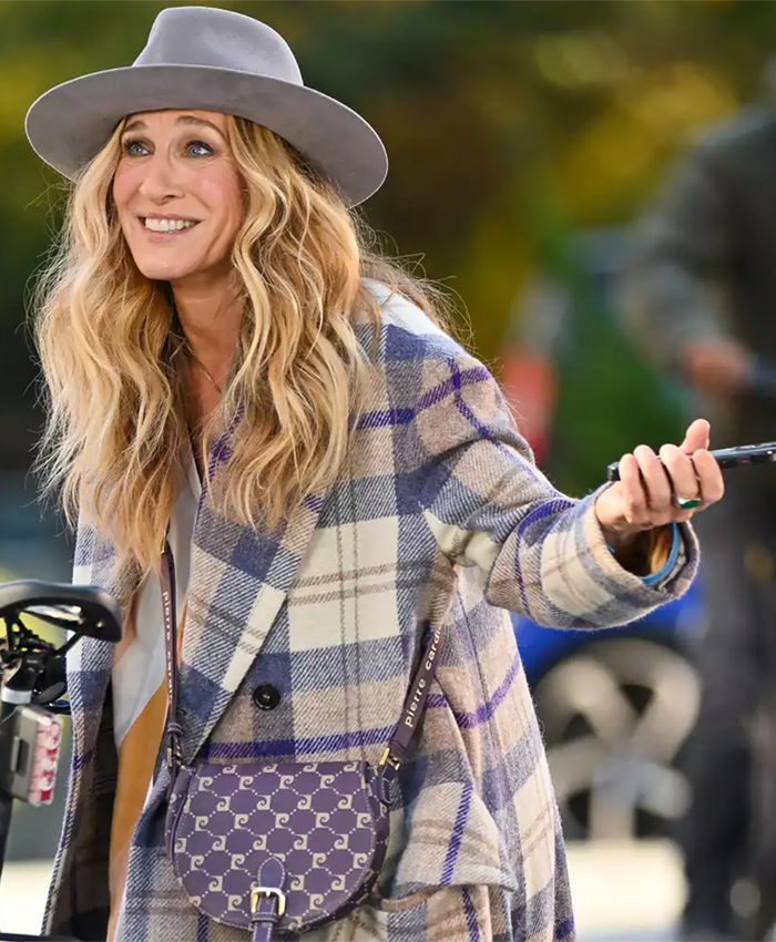 Sarah Jessica Parker And Just Like That Plaid Coat For Sale