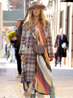 Sarah Jessica Parker And Just Like That Plaid Long Coat