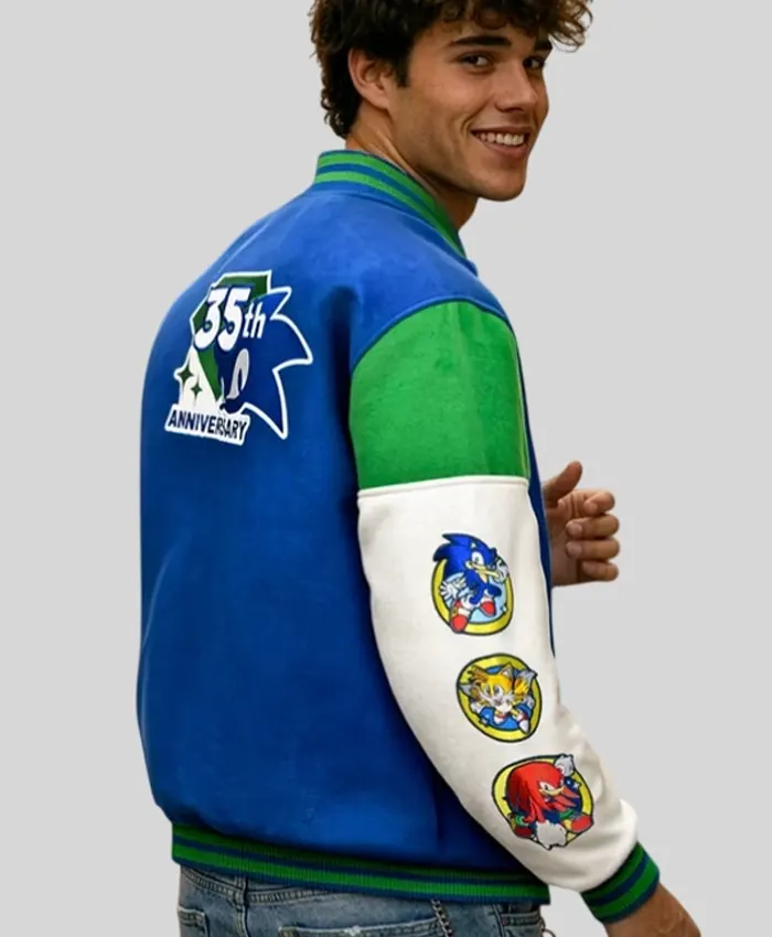 Sega-x-Sonic-the-Hedgehog-35th-Anniversary-Blue-Varsity-Jacket-On-Sale