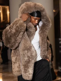 Serge Ibaka Hooded Fur Jacket Coat