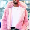 Shai Gilgeous-Alexander NBA Basketball Player Shearling Fur Pink Hoodie front view