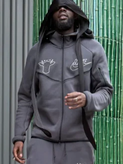 Shanghai-Sheck-Wes-Rocking-Wagyu-x-Nike-Grey-Fleece-Hooded-Full-Zip-Jacket