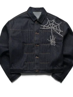 Shemar Stewart Cleveland Browns Boredom Kills Spider Type Dark Denim With Rivet Jacket front view