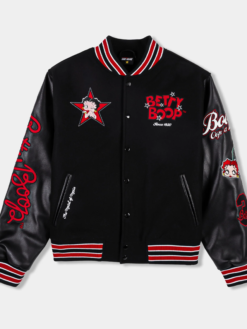 Shoe Palace x Betty Boop Black Varsity Jacket For Men and Women