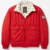 Shop 1987 Gucci Red Parachute Puffer Chevron Track Quilted Jacket front view