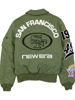 Shop 49ers New Era x Alpha Industries MA-1 Flight Jacket In Sage Green
